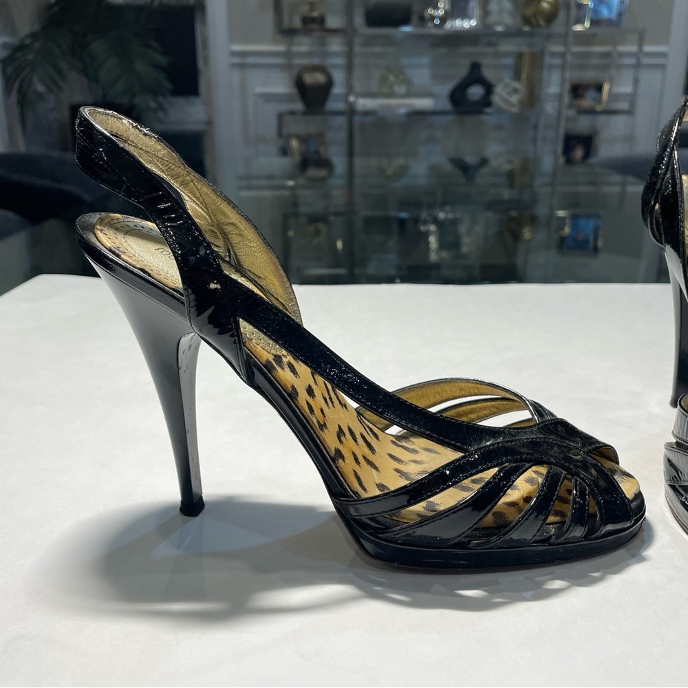 Roberto Cavalli Black Patent Leather Heels 37.5 Gorgeous and comfortable.